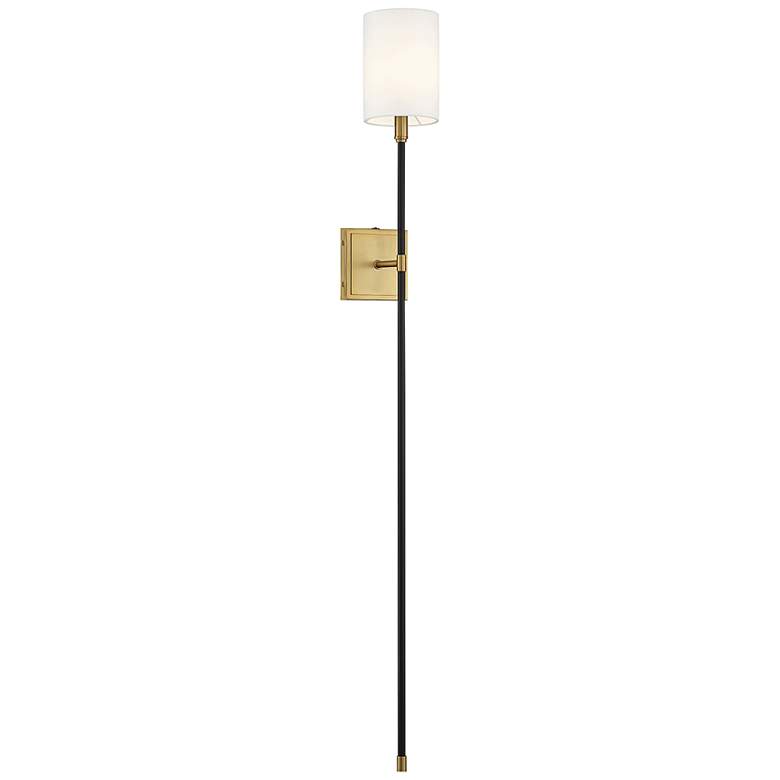 Image 1 Savoy House Meridian 5 inch Wide Black with Natural Brass Accents Wall Sco