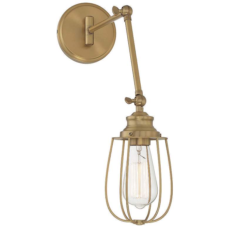 Image 1 Savoy House Meridian 5" Wide Natural Brass 1-Light Wall Sconce