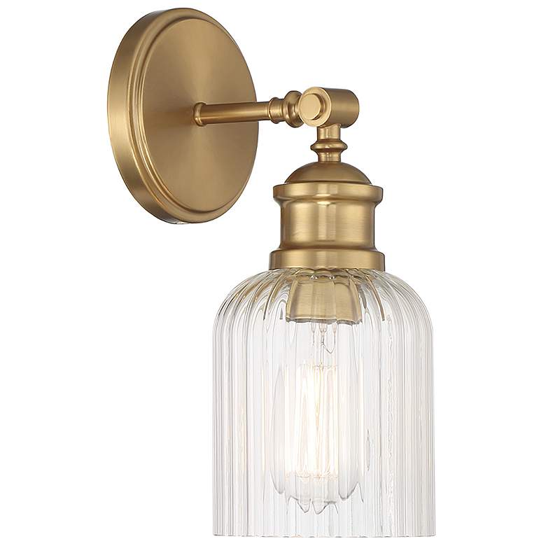 Image 1 Savoy House Meridian 5" Wide Natural Brass 1-Light Wall Sconce