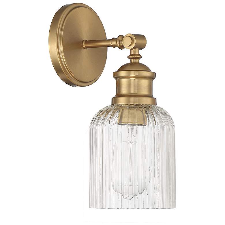Image 3 Savoy House Meridian 5" Wide Natural Brass 1-Light Wall Sconce more views
