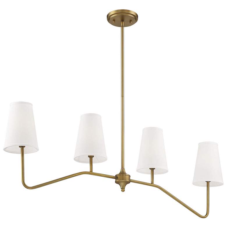 Image 1 Savoy House Meridian 5 inch Wide Natural Brass 4-Light Linear Chandelier
