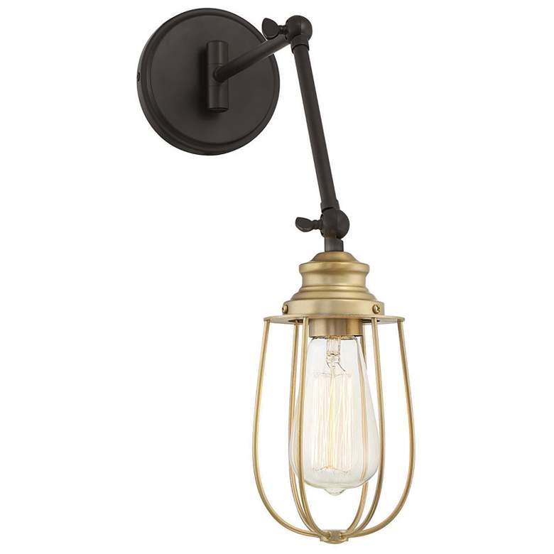 Image 1 Savoy House Meridian 5" Wide Oil Rubbed Bronze & Natural Brass Wal