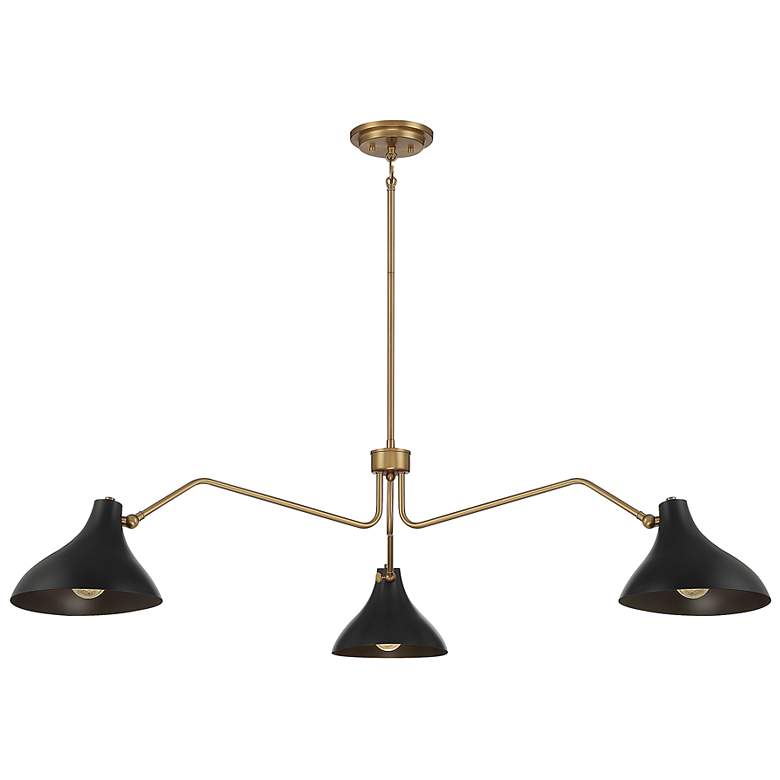 Image 1 Savoy House Meridian 55" Wide Black and Brass Modern Chandelier