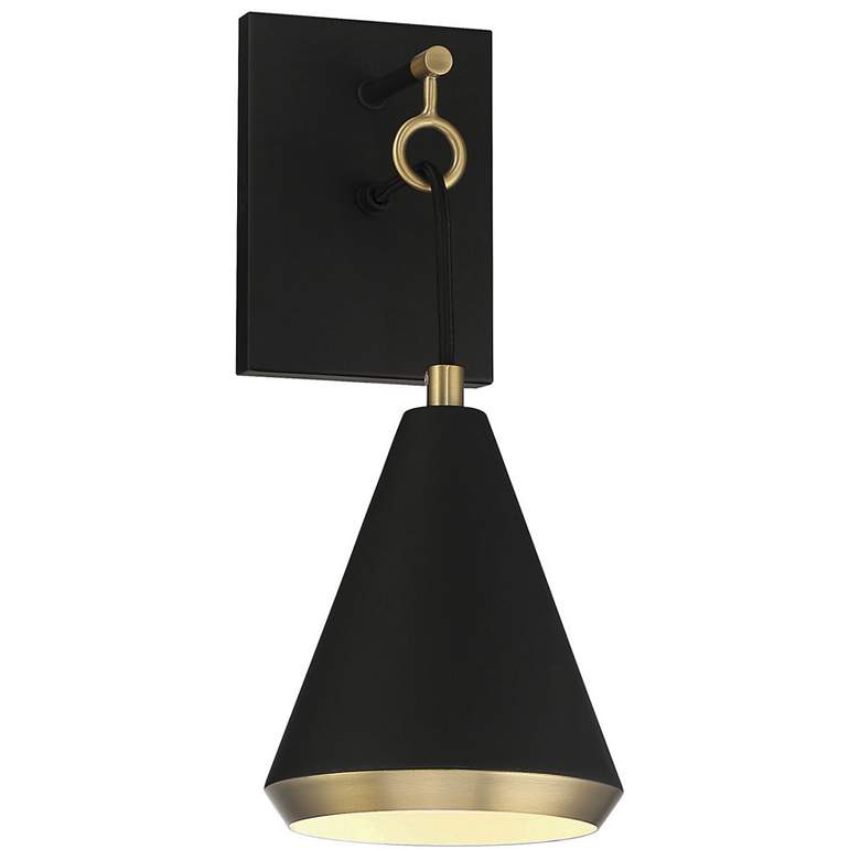 Image 1 Savoy House Meridian 6 inch Wide Matte Black with Natural Brass Wall Sconc