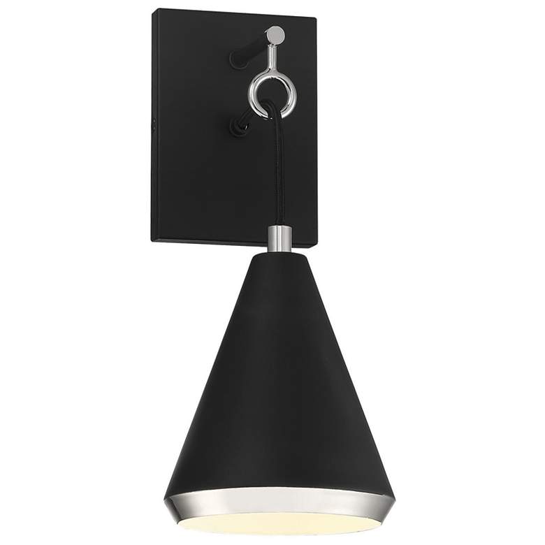 Image 1 Savoy House Meridian 6 inch Wide Matte Black with Polished Nickel Wall Sco