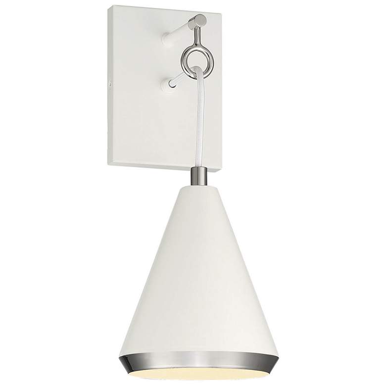 Image 1 Savoy House Meridian 6 inch Wide White with Polished Nickel 1-Light Wall S