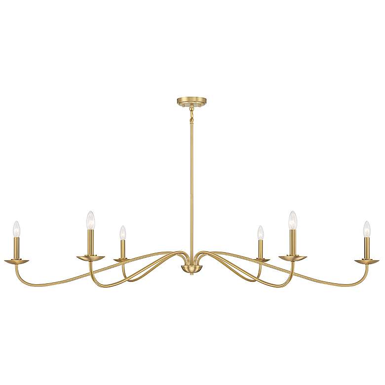 Image 1 Savoy House Meridian 62" Traditional Natural Brass 6-Light Chandelier