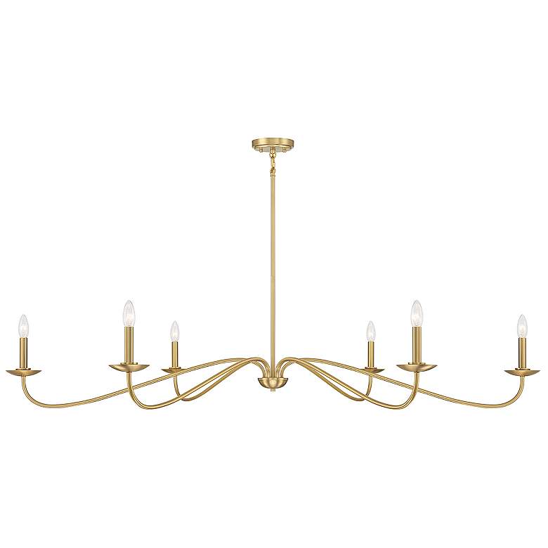 Image 1 Savoy House Meridian 62" Wide Natural Brass 6-Light Chandelier