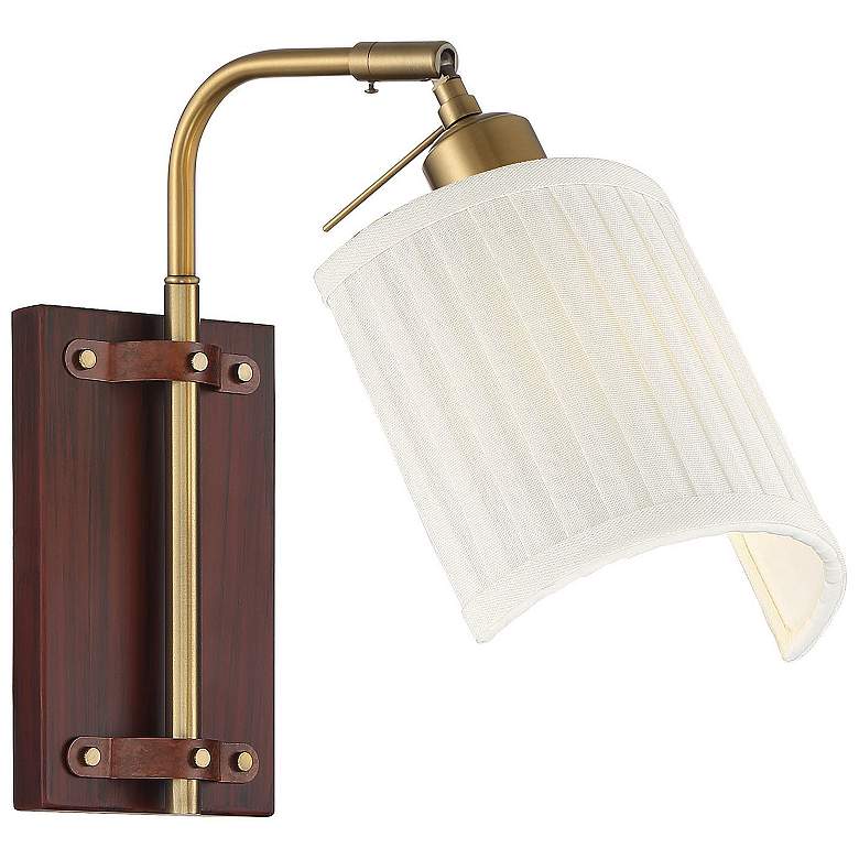 Image 1 Savoy House Meridian 7" Wide Redwood with Natural Brass 1-Light Wall S