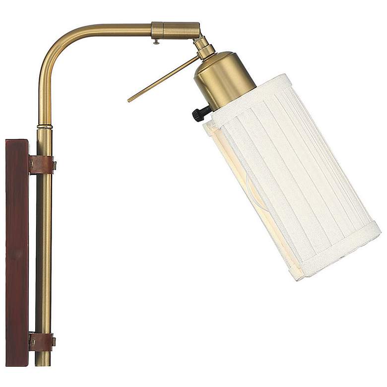 Image 2 Savoy House Meridian 7" Wide Redwood with Natural Brass 1-Light Wall S more views