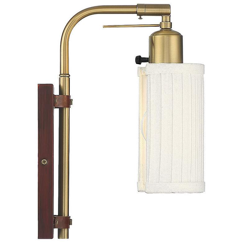 Image 3 Savoy House Meridian 7" Wide Redwood with Natural Brass 1-Light Wall S more views