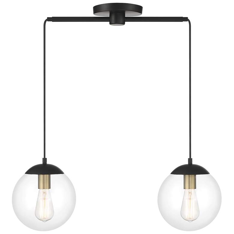 Image 1 Savoy House Meridian 8" Matte Black with Natural Brass Linear Chandeli