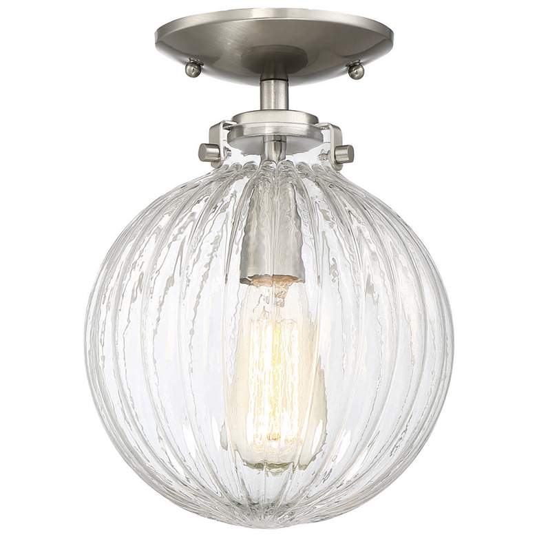 Image 1 Savoy House Meridian 8" Wide Brushed Nickel 1-Light Ceiling Light