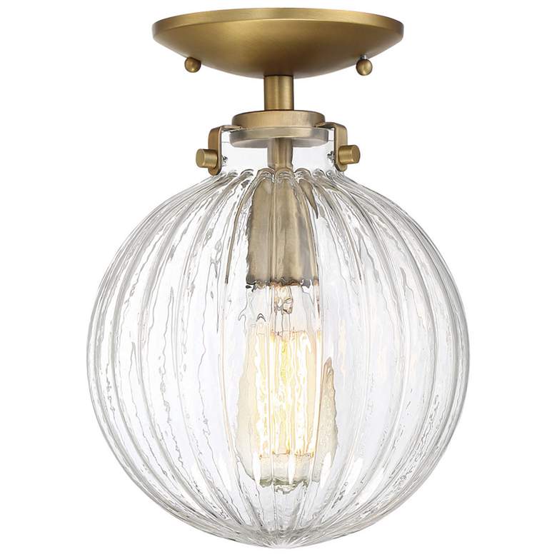 Image 1 Savoy House Meridian 8" Wide Natural Brass 1-Light Ceiling Light