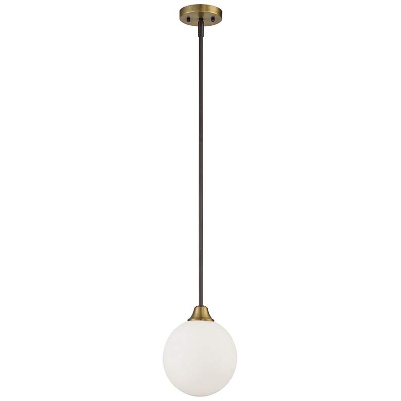 Image 1 Savoy House Meridian 8" Wide Oil Rubbed Bronze with Natural Brass Pend