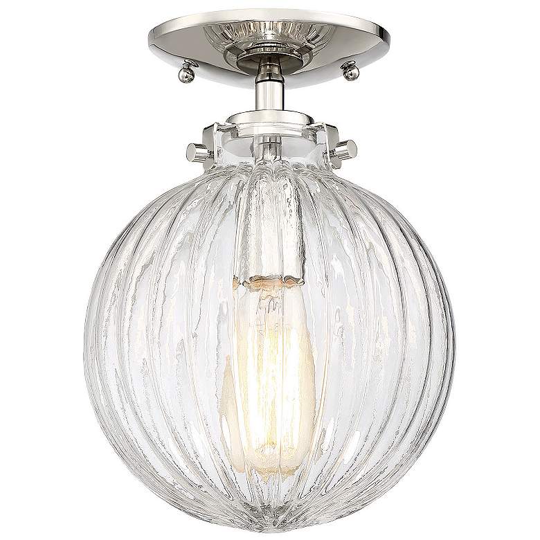 Image 1 Savoy House Meridian 8 inch Wide Polished Nickel 1-Light Ceiling Light