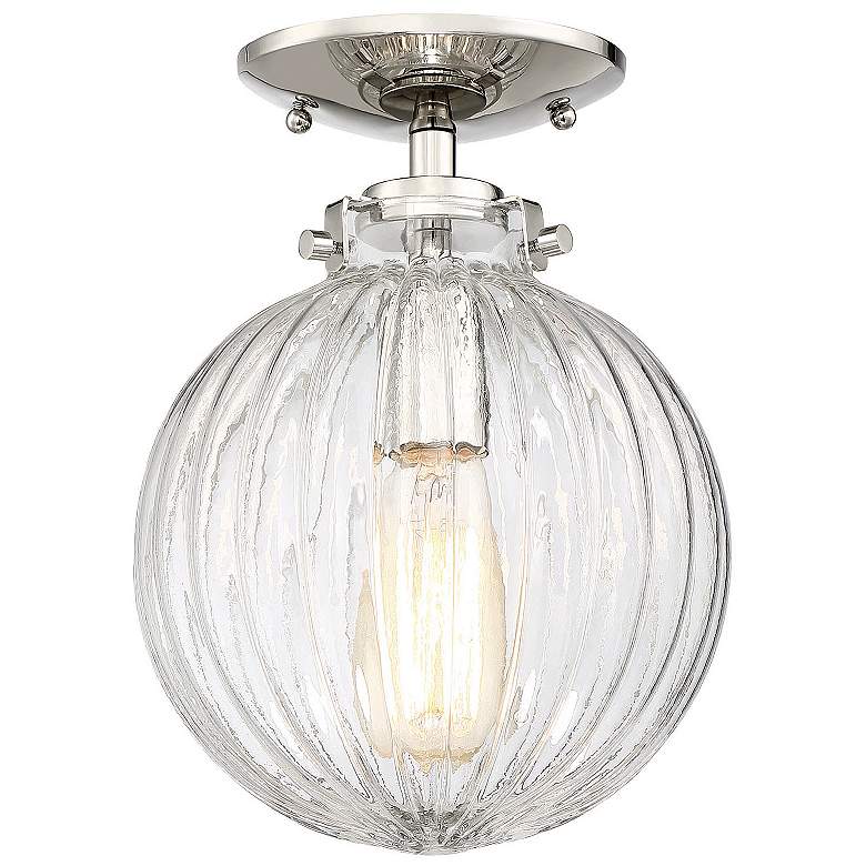 Image 1 Savoy House Meridian 8" Wide Polished Nickel 1-Light Ceiling Light