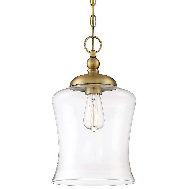 Image 1 Savoy House Meridian 9.75" Wide Natural Brass 1-Light Pendant