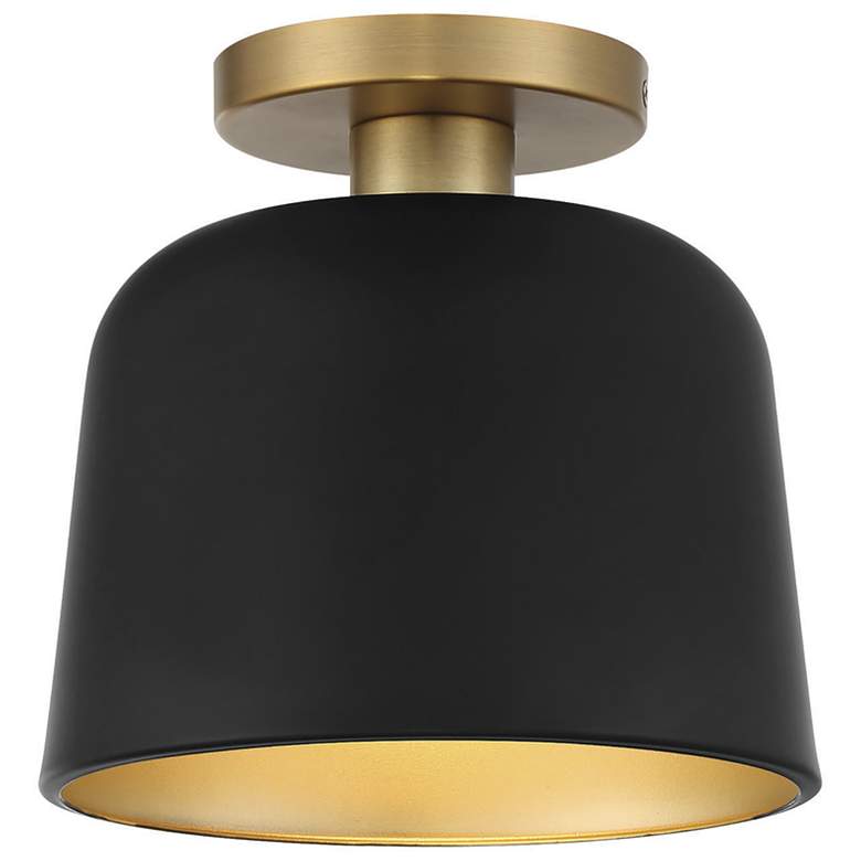 Image 1 Savoy House Meridian 9 inch Matte Black &#38; Natural Brass 1-Light Ceilin