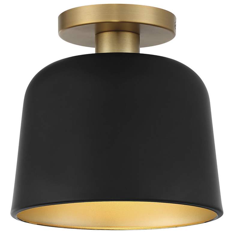 Image 1 Savoy House Meridian 9" Matte Black & Natural Brass 1-Light Ceilin