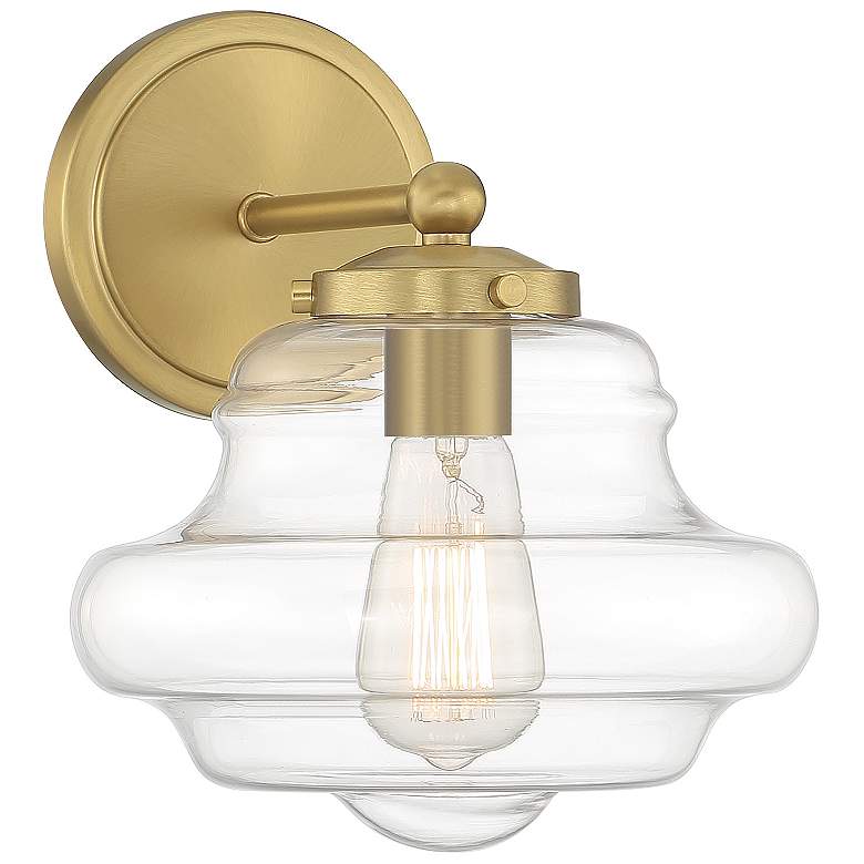 Image 1 Savoy House Meridian 9" Wide Natural Brass 1-Light Wall Sconce