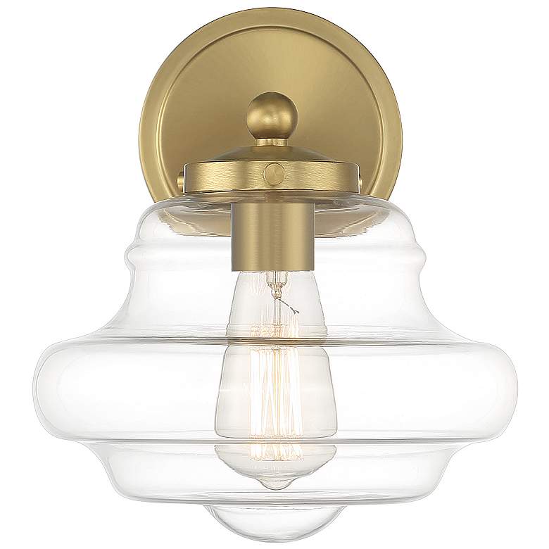 Image 3 Savoy House Meridian 9" Wide Natural Brass 1-Light Wall Sconce more views