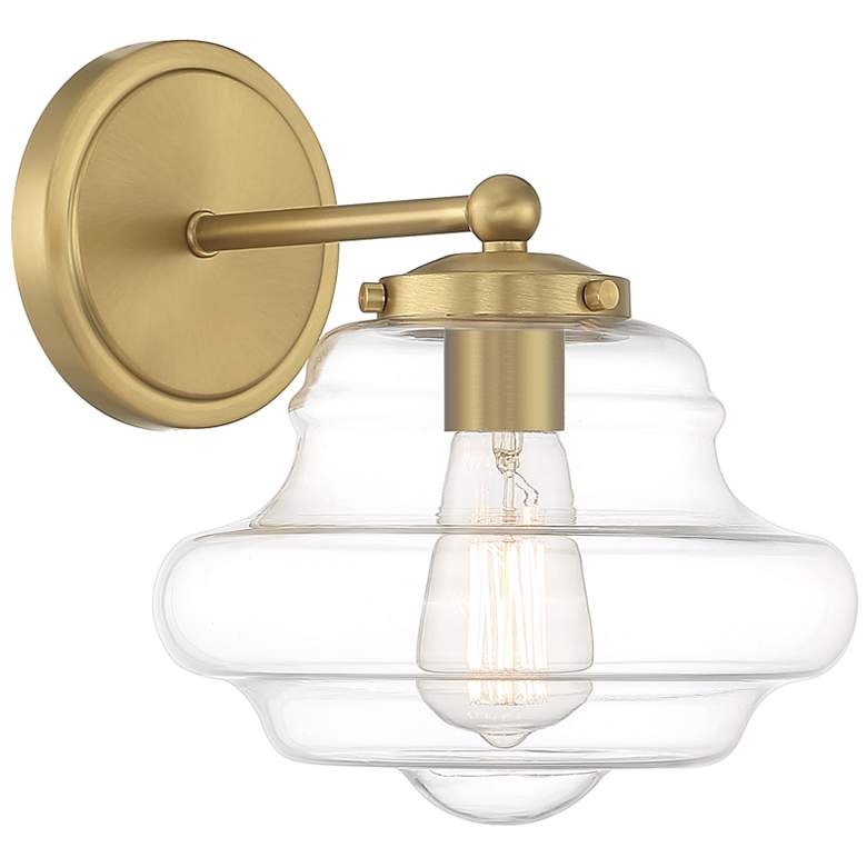 Image 4 Savoy House Meridian 9" Wide Natural Brass 1-Light Wall Sconce more views