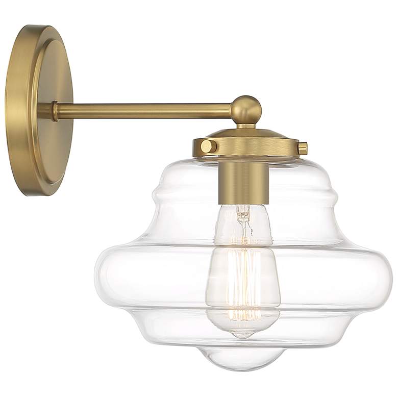 Image 5 Savoy House Meridian 9" Wide Natural Brass 1-Light Wall Sconce more views