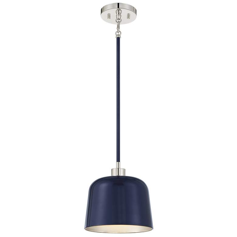 Image 1 Savoy House Meridian 9" Wide Navy Blue with Polished Nickel 1-Light Pe