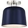 Savoy House Meridian 9" Wide Navy Blue with Polished Nickel Ceiling Li