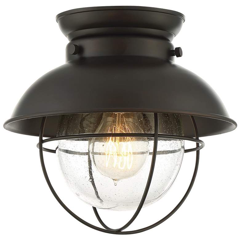 Image 1 Savoy House Meridian 9" Wide Oil Rubbed Bronze 1-Light Ceiling Light