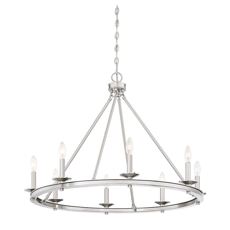 Image 6 Savoy House Middleton 33"W Statin Nickel 8-Light Chandelier more views