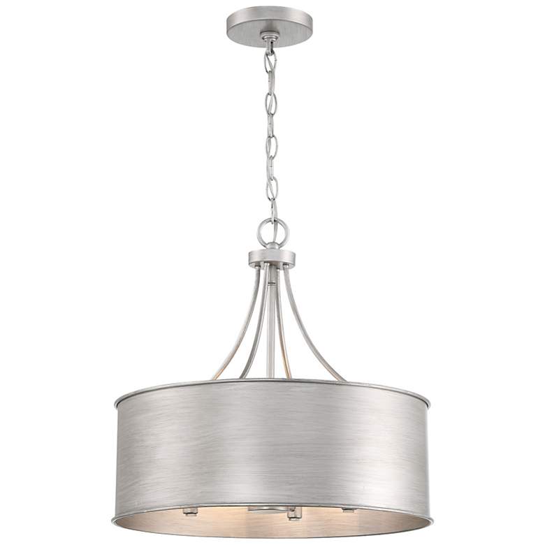 Image 1 Savoy House Milner 18"W Antique Silver 4-Light Drum Pendant