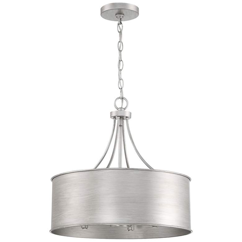 Image 2 Savoy House Milner 18"W Antique Silver 4-Light Drum Pendant more views