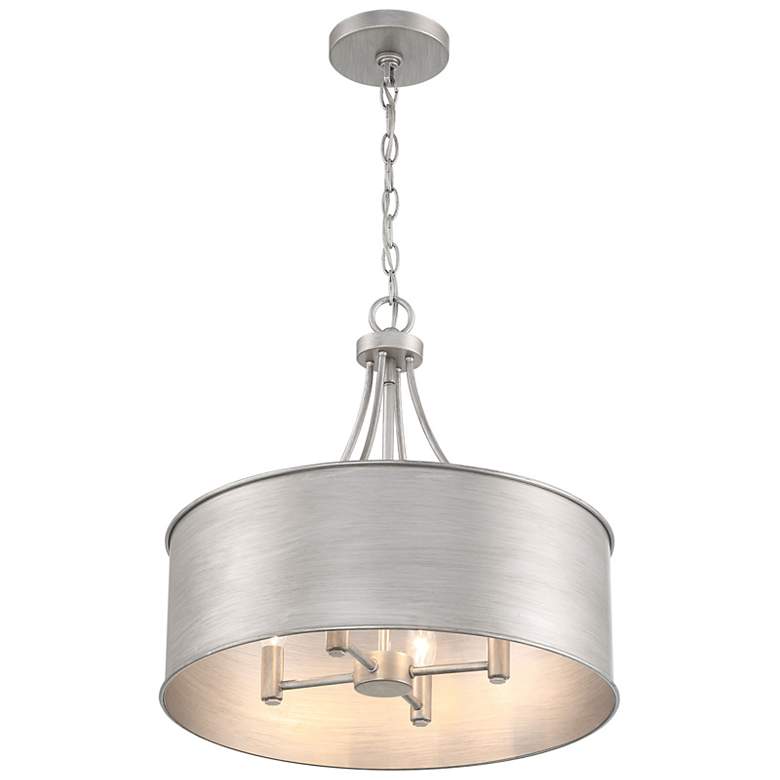 Image 4 Savoy House Milner 18"W Antique Silver 4-Light Drum Pendant more views