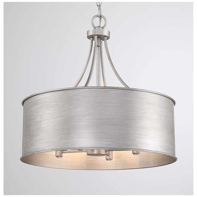 Image 6 Savoy House Milner 18"W Antique Silver 4-Light Drum Pendant more views