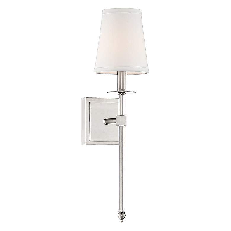 Image 1 Savoy House Monroe 20" High Satin Nickel and White Shade Wall Sconce