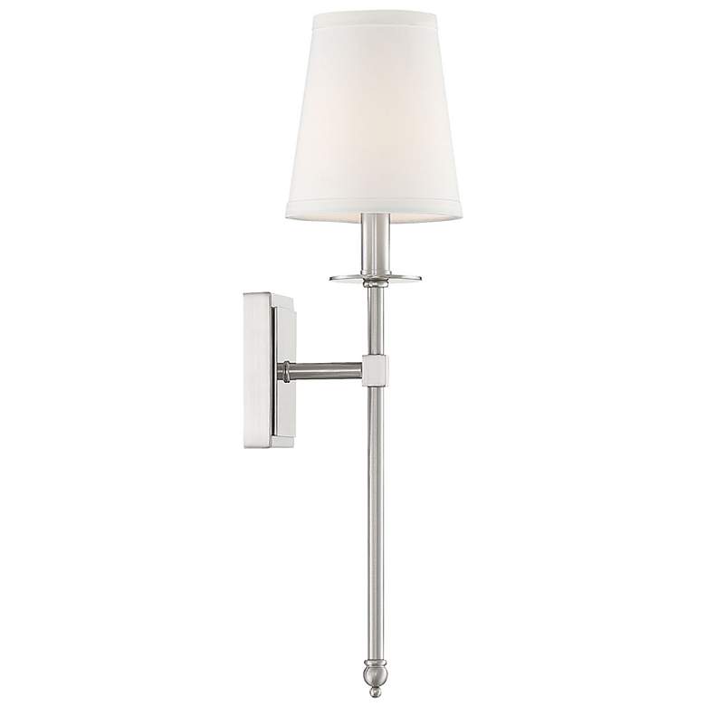 Image 4 Savoy House Monroe 20" High Satin Nickel and White Shade Wall Sconce more views