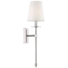 Image5 of Savoy House Monroe 20" High Satin Nickel and White Shade Wall Sconce more views