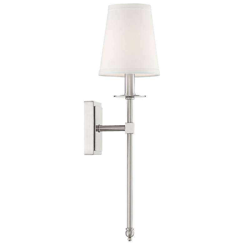 Image 5 Savoy House Monroe 20" High Satin Nickel and White Shade Wall Sconce more views
