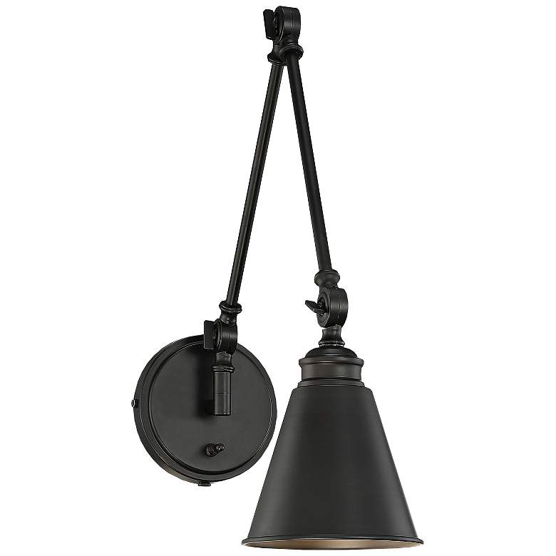 Image 1 Savoy House Morland Matte Black Swing Arm Wall Lamp