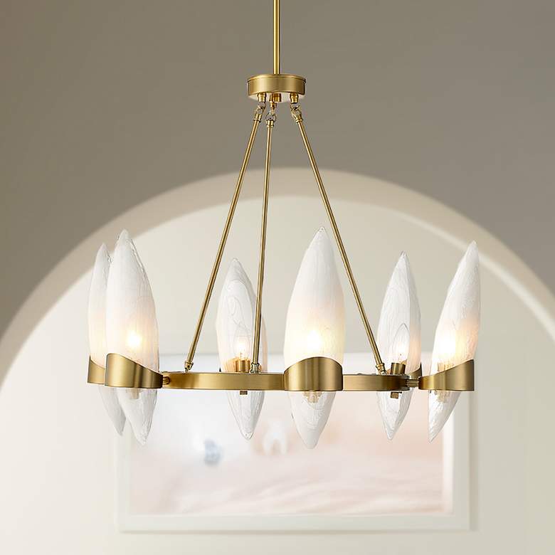 Image 1 Savoy House Nouvel 27" Wide Warm Brass 6-Light Chandelier