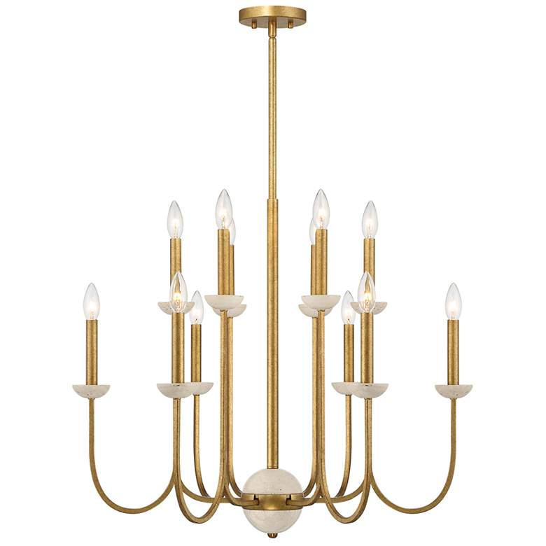 Image 1 Savoy House Oakhurst 30"W Antique Gold 12-Light Chandelier