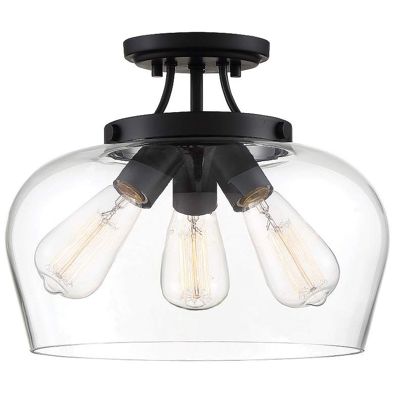 Image 5 Savoy House Octave 13" Wide Black 3-Light Ceiling Light more views
