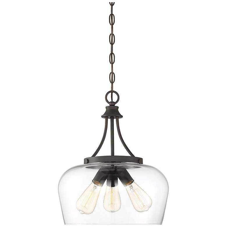 Image 1 Savoy House Octave 15" Wide English Bronze 3-Light Pendant