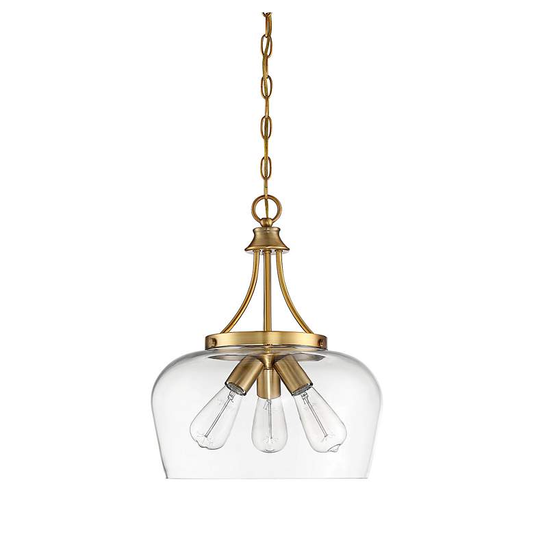 Image 3 Savoy House Octave 15" Wide Warm Brass 3-Light Pendant more views