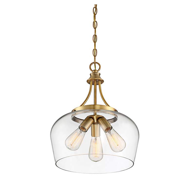 Image 6 Savoy House Octave 15" Wide Warm Brass 3-Light Pendant more views
