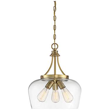 Savoy House Octave 15" Wide Warm Brass 3-Light Pendant