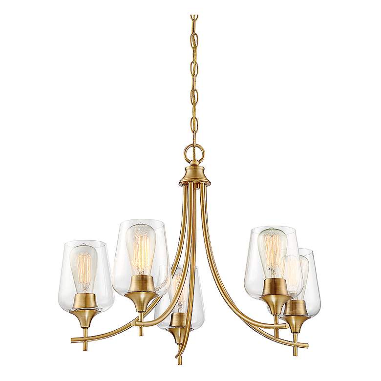 Image 6 Savoy House Octave 23" Wide Warm Brass 5-Light Chandelier more views