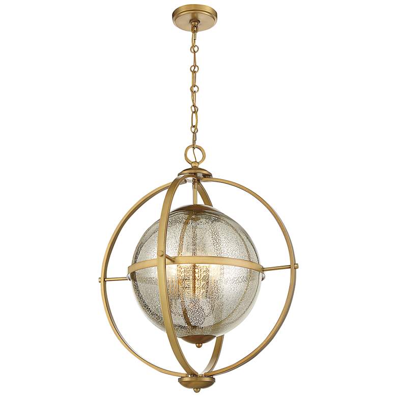 Image 3 Savoy House Pearl 21" Wide Warm Brass 3-Light Pendant more views